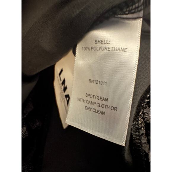 LNA "Nya" Faux Crinkle Patent Leather Pants, Black, Size Large, NWT - Picture 6 of 6